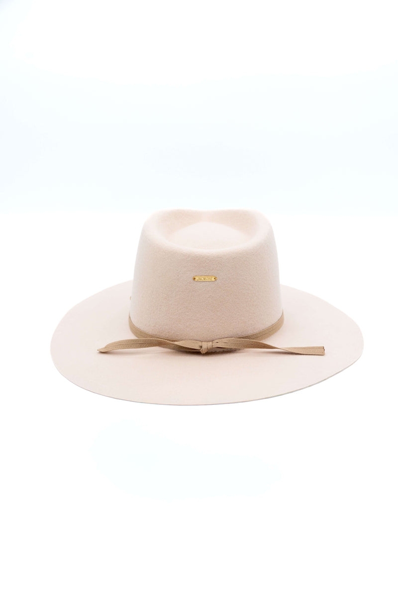 Ari Wide Brim Fedora Hat | Beige Premium Wool – JÁCMORE display picture 3