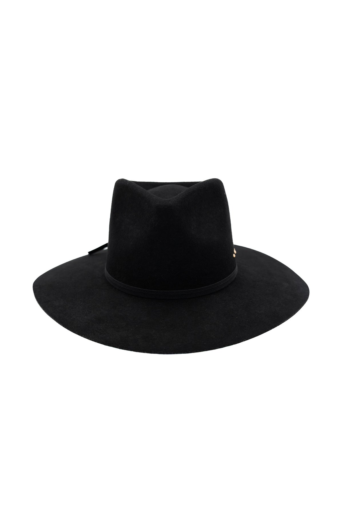 Wide brim western fedora hat for women in black – JÁCMORE Ari, front view